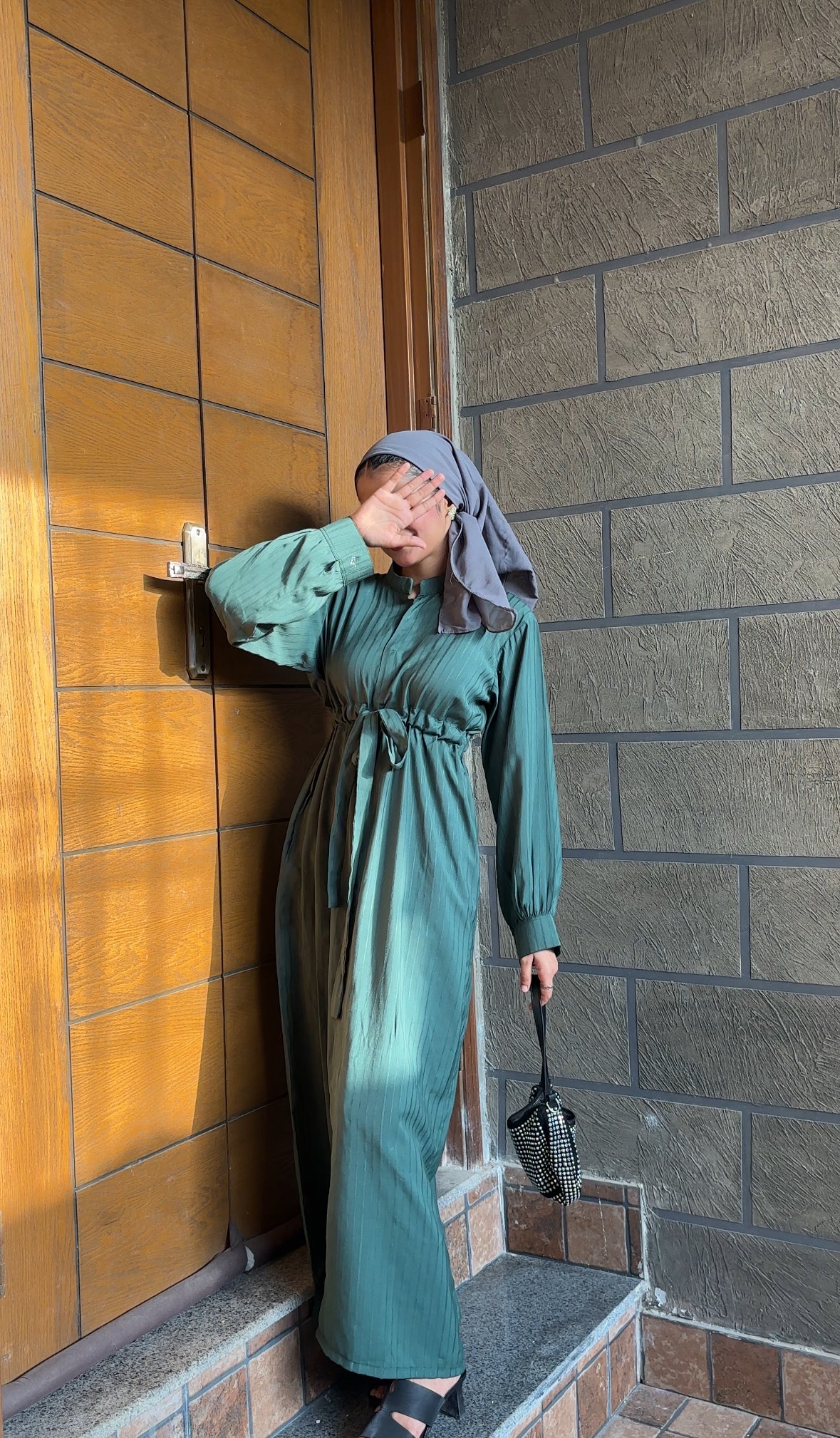 Bow Button-Down Dress - Green