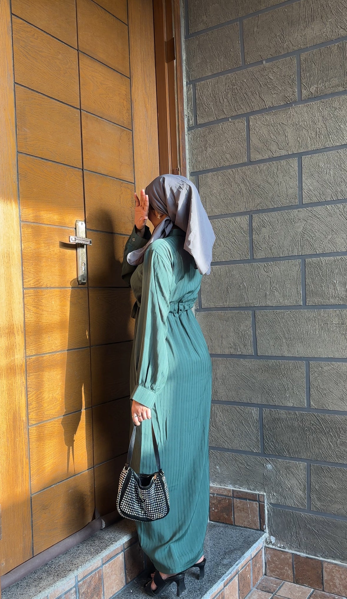 Bow Button-Down Dress - Green