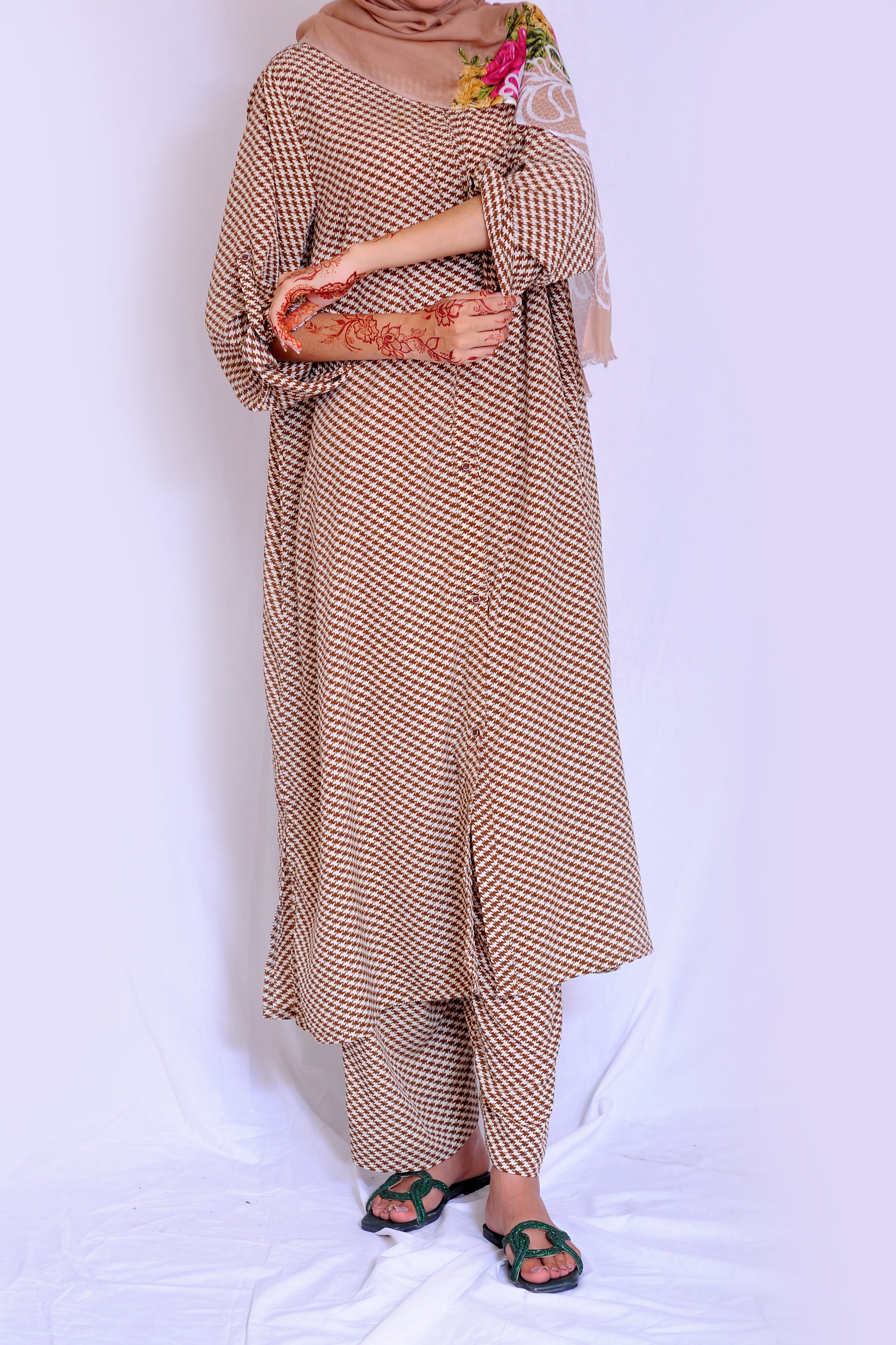 Long Mocha Printed Set