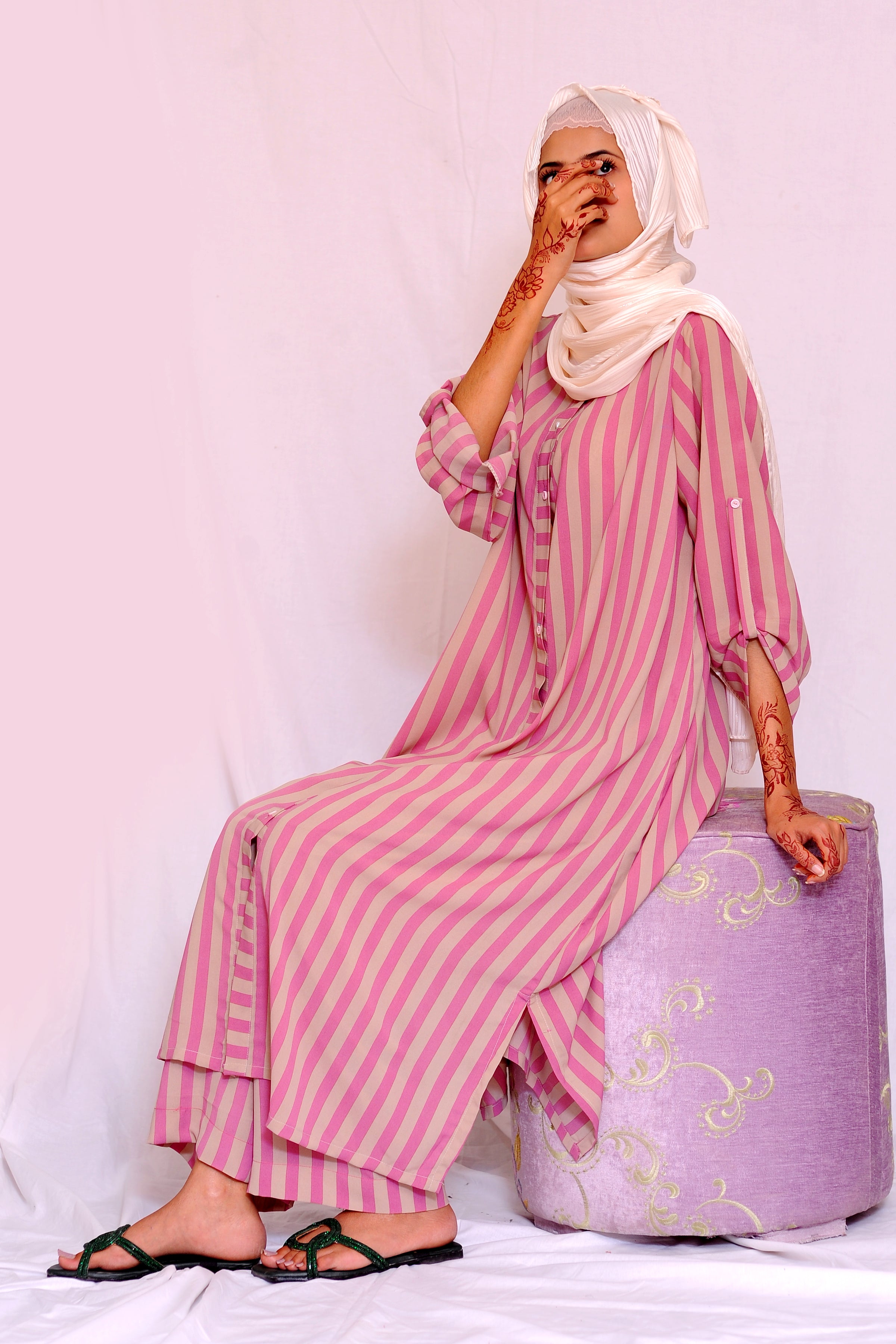 Long Pink Striped Set