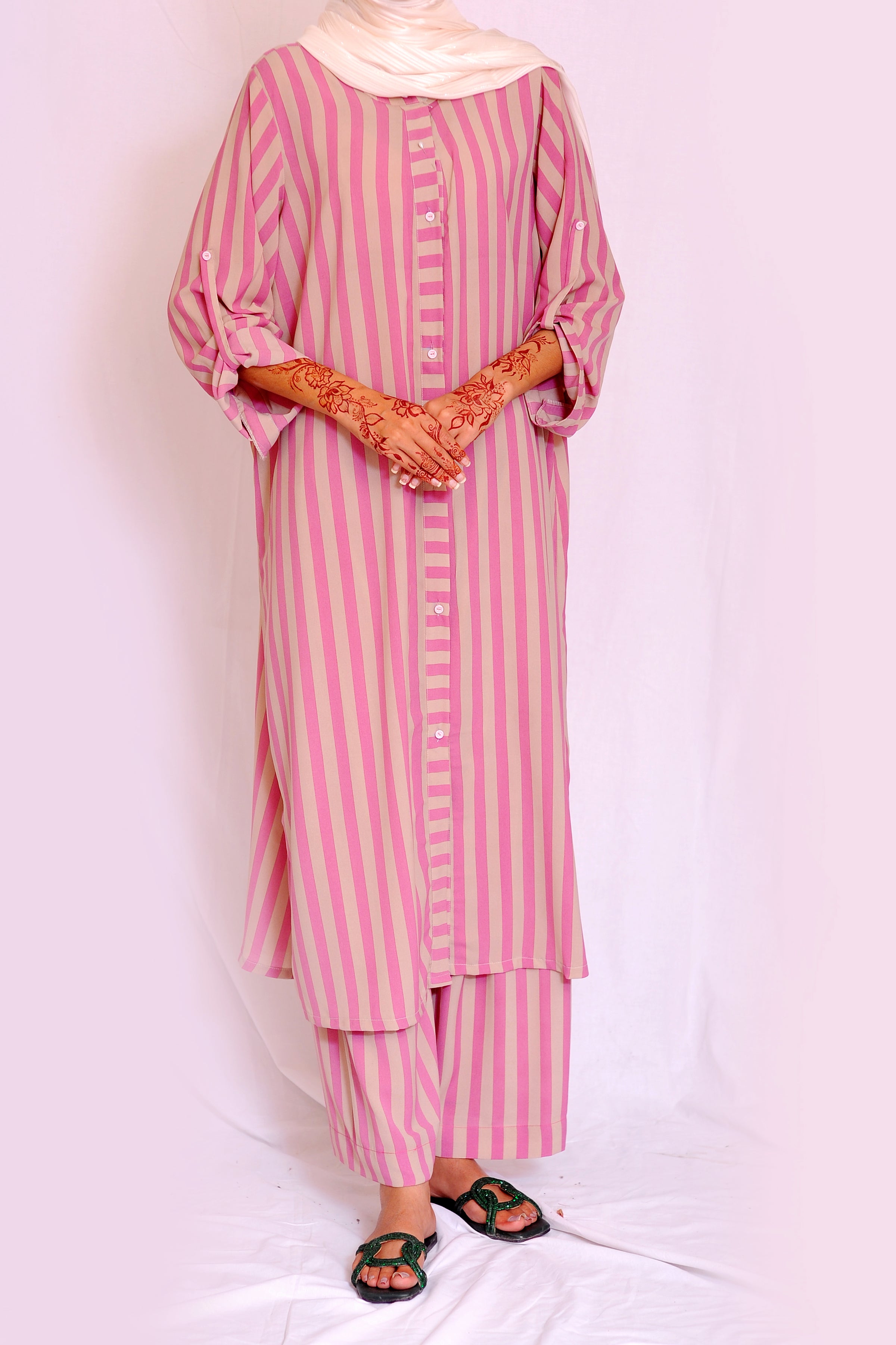 Long Pink Striped Set