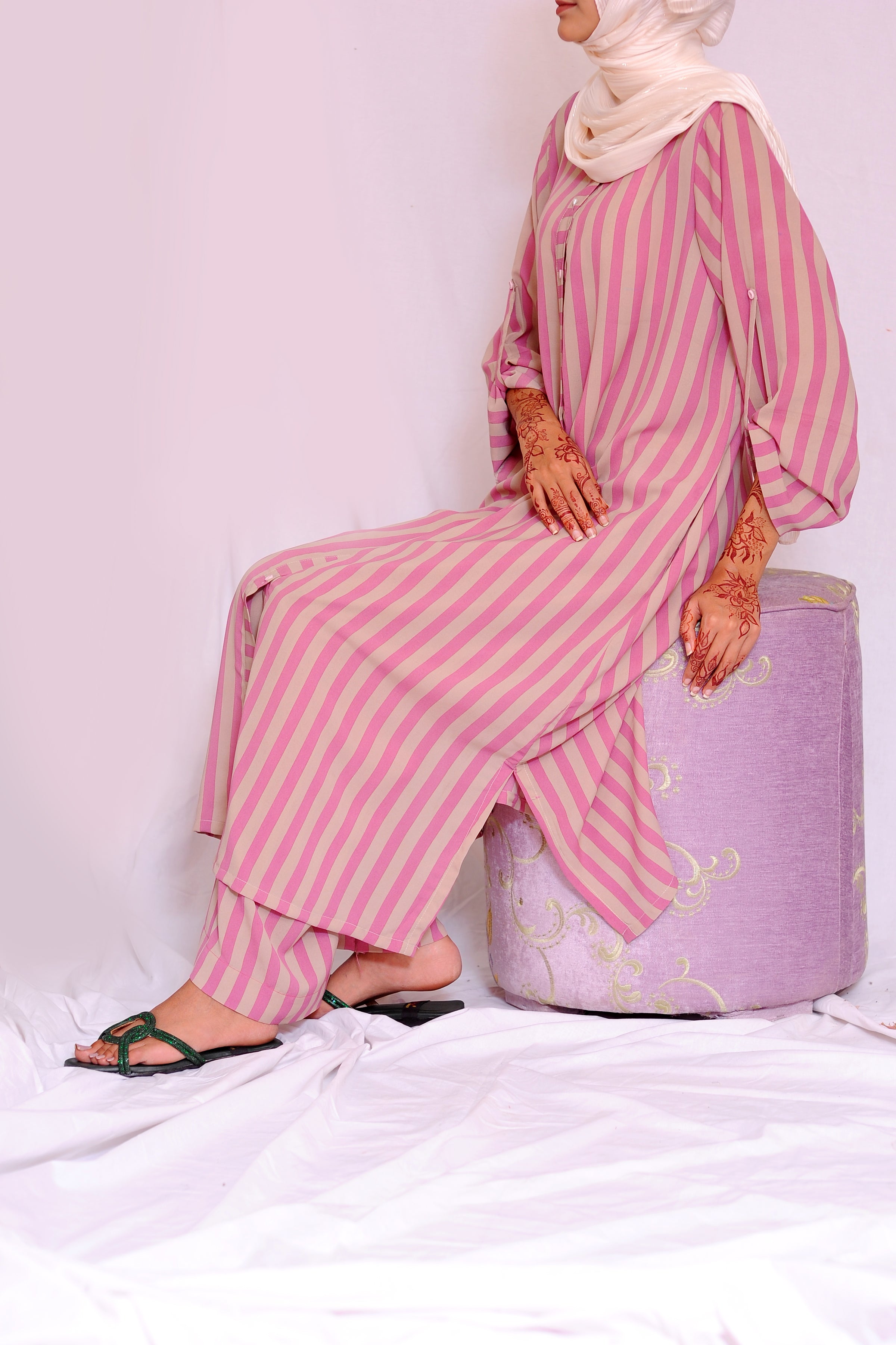 Long Pink Striped Set