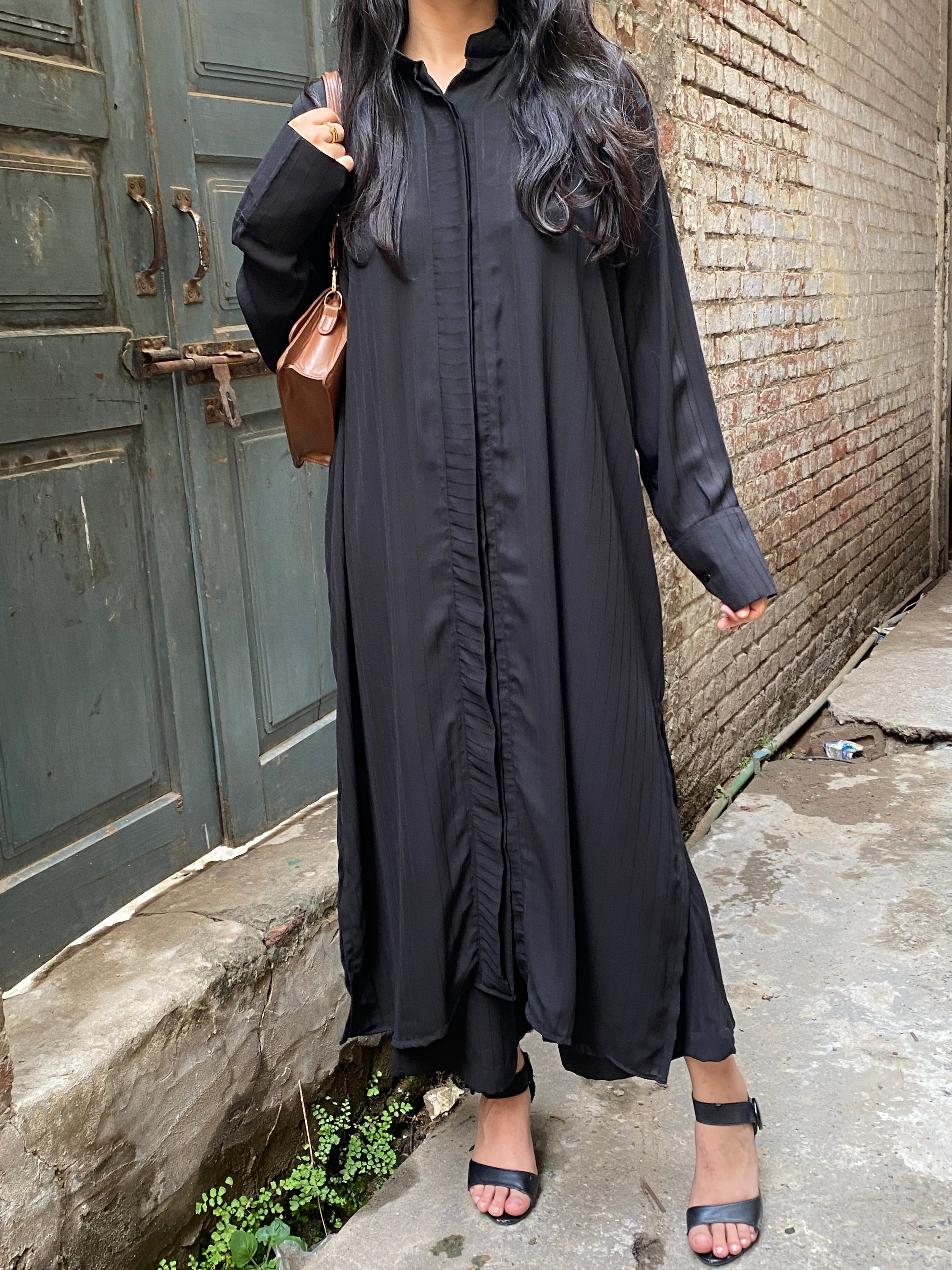 Striped Black Co-ords Set -Long
