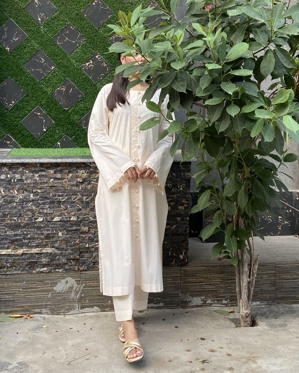 Cream Premium Cotton Set - Long